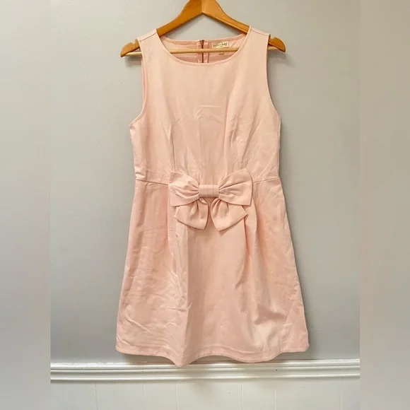 Maison Jules Ballet Blush Pink Bow fit flare pleated Jackie O Dress size Large - Picture 3 of 8